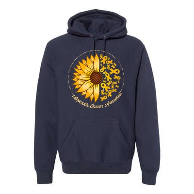 Appendix Cancer Awareness Sunflower Ribbons Premium Hoodie