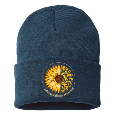 Appendix Cancer Awareness Sunflower Ribbons Sustainable Knit Beanie