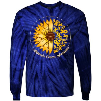 Appendix Cancer Awareness Sunflower Ribbons Tie-Dye Long Sleeve Shirt