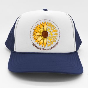 Appendix Cancer Awareness Sunflower Ribbons Trucker Hat