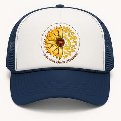 Appendix Cancer Awareness Sunflower Ribbons Trucker Hat