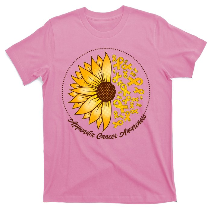 Appendix Cancer Awareness Sunflower Ribbons T-Shirt