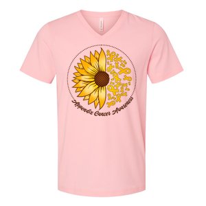 Appendix Cancer Awareness Sunflower Ribbons V-Neck T-Shirt