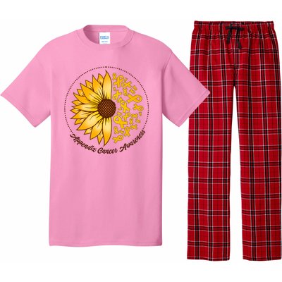 Appendix Cancer Awareness Sunflower Ribbons Pajama Set