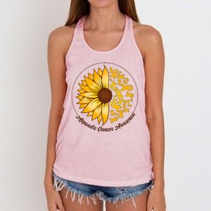 Appendix Cancer Awareness Sunflower Ribbons Women's Knotted Racerback Tank