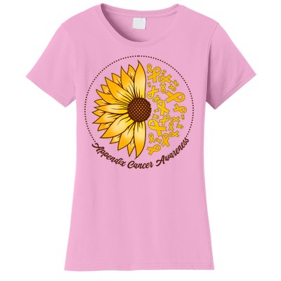 Appendix Cancer Awareness Sunflower Ribbons Women's T-Shirt