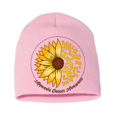 Appendix Cancer Awareness Sunflower Ribbons Short Acrylic Beanie