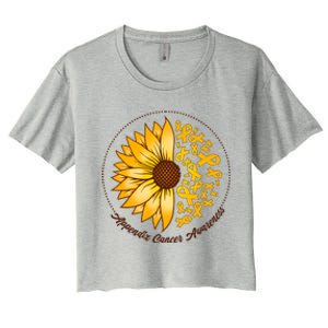 Appendix Cancer Awareness Sunflower Ribbons Women's Crop Top Tee