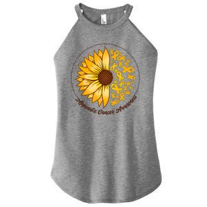 Appendix Cancer Awareness Sunflower Ribbons Women's Perfect Tri Rocker Tank