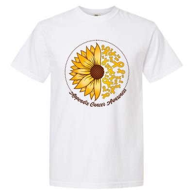 Appendix Cancer Awareness Sunflower Ribbons Garment-Dyed Heavyweight T-Shirt