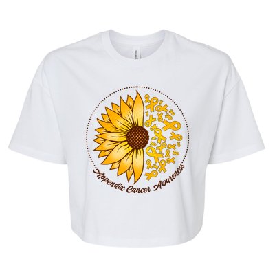 Appendix Cancer Awareness Sunflower Ribbons Bella+Canvas Jersey Crop Tee