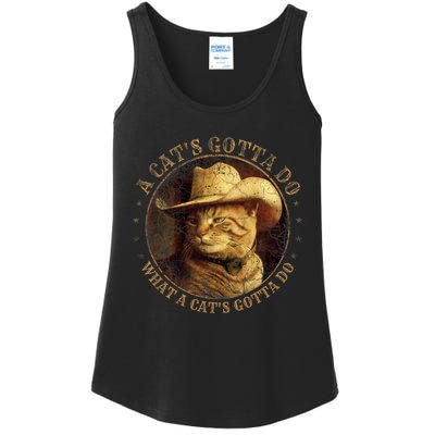 At Cowboy A CatS Gotta Do Funny Cat With Cowboy Hat Ladies Essential Tank