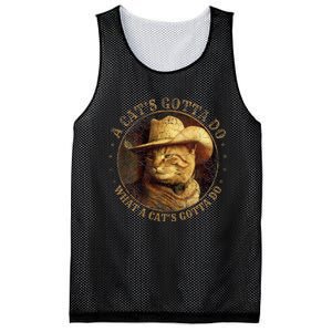 At Cowboy A CatS Gotta Do Funny Cat With Cowboy Hat Mesh Reversible Basketball Jersey Tank