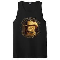 At Cowboy A CatS Gotta Do Funny Cat With Cowboy Hat PosiCharge Competitor Tank