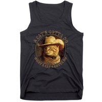 At Cowboy A CatS Gotta Do Funny Cat With Cowboy Hat Tank Top