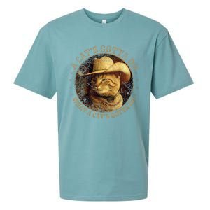 At Cowboy A CatS Gotta Do Funny Cat With Cowboy Hat Sueded Cloud Jersey T-Shirt