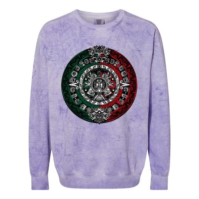 Aztec Calendar Azteca Sun Stone Mexico Flag Irt Colorblast Crewneck Sweatshirt