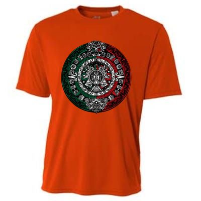 Aztec Calendar Azteca Sun Stone Mexico Flag Irt Cooling Performance Crew T-Shirt