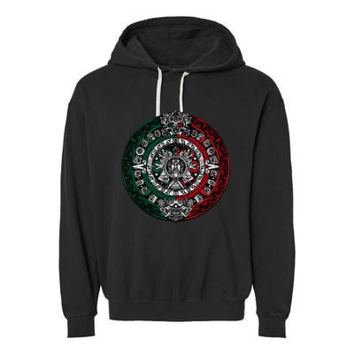 Aztec Calendar Azteca Sun Stone Mexico Flag Irt Garment-Dyed Fleece Hoodie