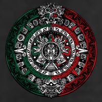 Aztec Calendar Azteca Sun Stone Mexico Flag Irt 7 Panel Mesh Trucker Snapback Hat
