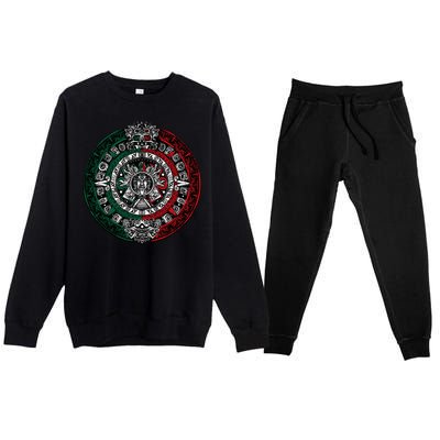 Aztec Calendar Azteca Sun Stone Mexico Flag Irt Premium Crewneck Sweatsuit Set