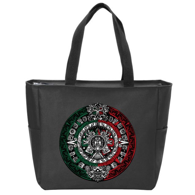 Aztec Calendar Azteca Sun Stone Mexico Flag Irt Zip Tote Bag