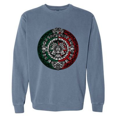 Aztec Calendar Azteca Sun Stone Mexico Flag Irt Garment-Dyed Sweatshirt