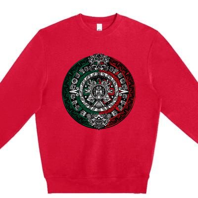 Aztec Calendar Azteca Sun Stone Mexico Flag Irt Premium Crewneck Sweatshirt