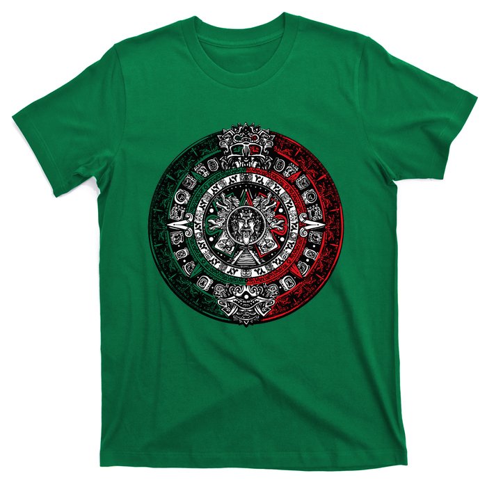 Aztec Calendar Azteca Sun Stone Mexico Flag Irt T-Shirt