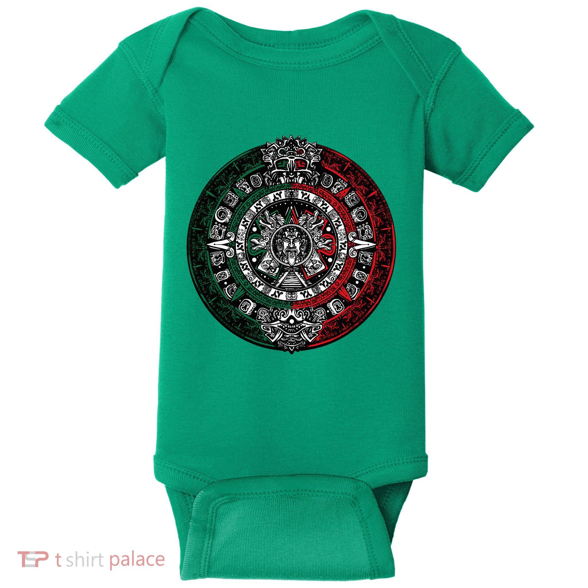 Aztec Calendar Azteca Sun Stone Mexico Flag Irt Baby Bodysuit