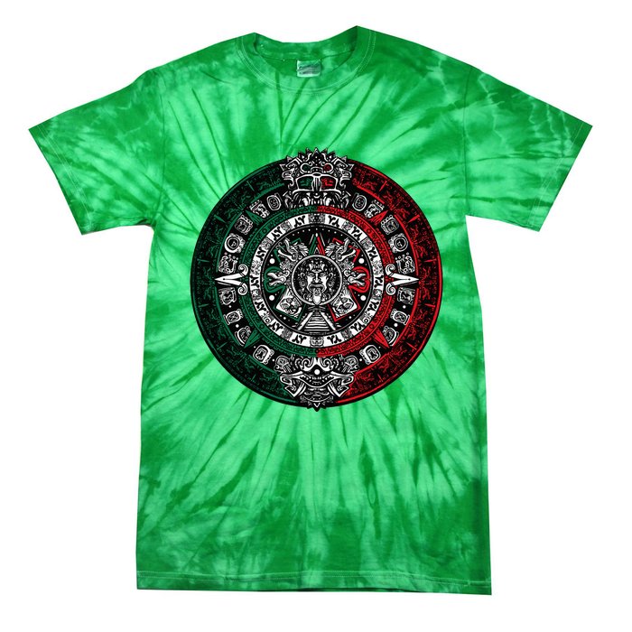 Aztec Calendar Azteca Sun Stone Mexico Flag Irt Tie-Dye T-Shirt