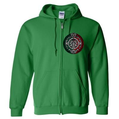 Aztec Calendar Azteca Sun Stone Mexico Flag Irt Full Zip Hoodie