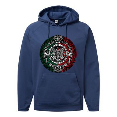 Aztec Calendar Azteca Sun Stone Mexico Flag Irt Performance Fleece Hoodie