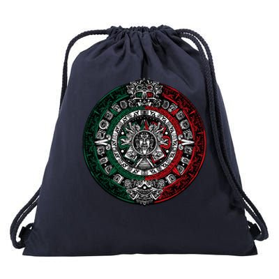 Aztec Calendar Azteca Sun Stone Mexico Flag Irt Drawstring Bag