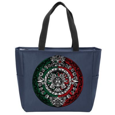 Aztec Calendar Azteca Sun Stone Mexico Flag Irt Zip Tote Bag