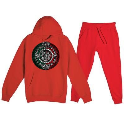 Aztec Calendar Azteca Sun Stone Mexico Flag Irt Premium Hooded Sweatsuit Set