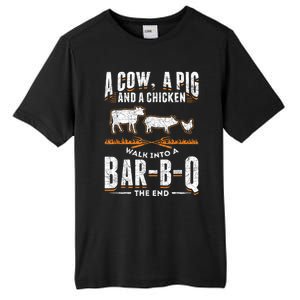 A Cow A Pig And A Chicken Walk Into A Bar B Q The End BBQ Tall Fusion ChromaSoft Performance T-Shirt