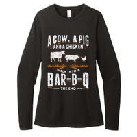 A Cow A Pig And A Chicken Walk Into A Bar B Q The End BBQ Womens CVC Long Sleeve Shirt