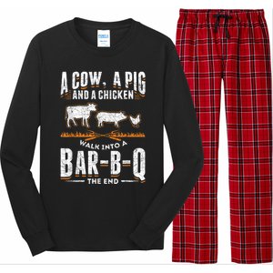 A Cow A Pig And A Chicken Walk Into A Bar B Q The End BBQ Long Sleeve Pajama Set