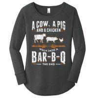 A Cow A Pig And A Chicken Walk Into A Bar B Q The End BBQ Women's Perfect Tri Tunic Long Sleeve Shirt