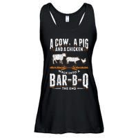 A Cow A Pig And A Chicken Walk Into A Bar B Q The End BBQ Ladies Essential Flowy Tank