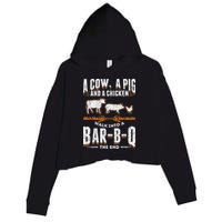 A Cow A Pig And A Chicken Walk Into A Bar B Q The End BBQ Crop Fleece Hoodie