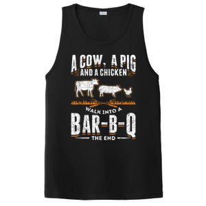 A Cow A Pig And A Chicken Walk Into A Bar B Q The End BBQ PosiCharge Competitor Tank