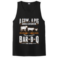 A Cow A Pig And A Chicken Walk Into A Bar B Q The End BBQ PosiCharge Competitor Tank