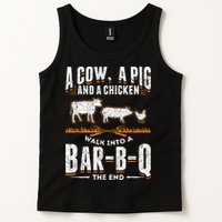 A Cow A Pig And A Chicken Walk Into A Bar B Q The End BBQ Tank Top