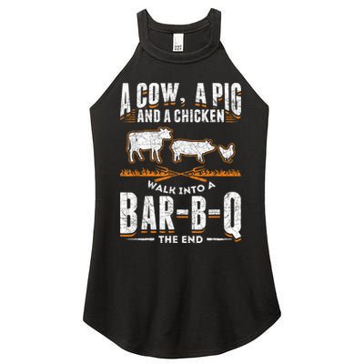 A Cow A Pig And A Chicken Walk Into A Bar B Q The End BBQ Women's Perfect Tri Rocker Tank