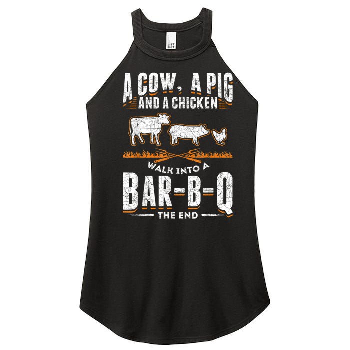 A Cow A Pig And A Chicken Walk Into A Bar B Q The End BBQ Women's Perfect Tri Rocker Tank