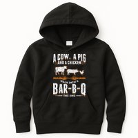 A Cow A Pig And A Chicken Walk Into A Bar B Q The End BBQ Kids Hoodie