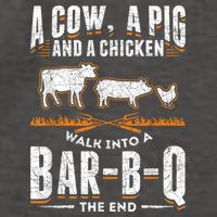 A Cow A Pig And A Chicken Walk Into A Bar B Q The End BBQ Vector Backpack