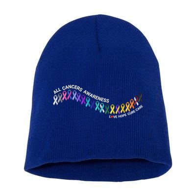 All Cancers Awareness All Cancer Matters Cancer Ribbons Gift Short Acrylic Beanie